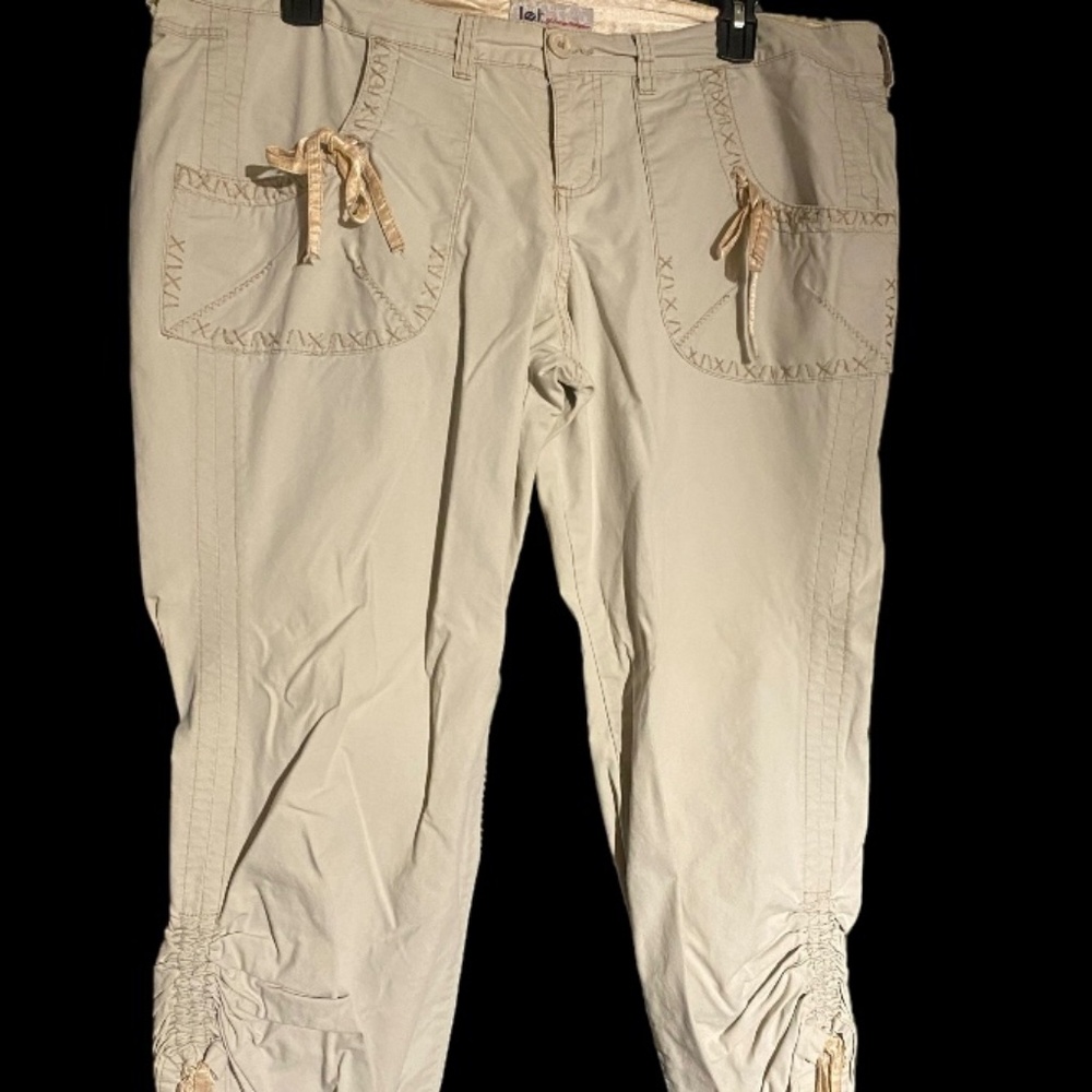 Vintage Y2K Lei Khaki Mid Rise Beige Drawstring Ankles Pants 18
